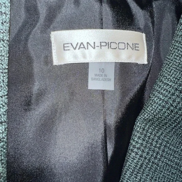 Evan Picone,10, skirt/ jacket suit olive green, micro houndstooth check, print - Picture 9 of 13